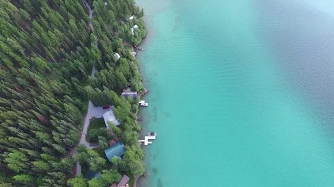 Arial Over Lake and Trees in Montana Stock Footage 84038739