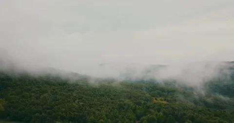 Arial overhead drone Ozarks mountains clouds 04 Stock Footage 158269446