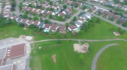 Arial Pan to Baseball Diamond in Suburbs Stock-Footage 66288517