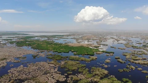 Arial shoot over the Eber lake in Turkey Stock Footage 118794784
