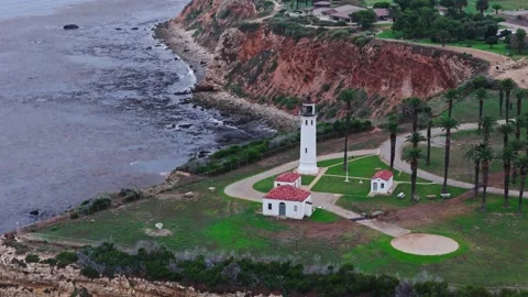 Arial shot above lighthouse 库存影片 250457402