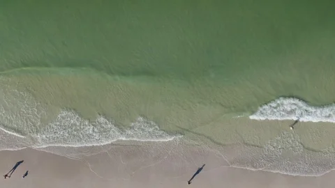 Arial shot along the beach line Stock Footage 101182518