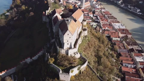 Arial shot of Burghausen castle 動画素材 145350180