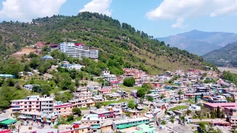 Arial shot of city of Bagh at hill with city view (2) Stock Footage 199269526