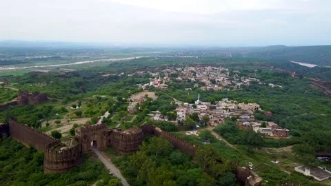 Arial shot of heritage site of Rohtas Fort in Punjab Pakistan (18) Stock Footage 199248024