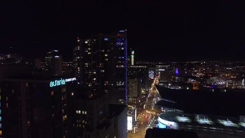 Arial shot lowering over downtown denver Stock Footage 77895859