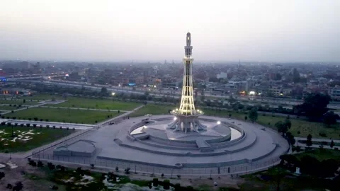 Arial shot of Minar e Pakistan at Lahore with city view (5) Stock Footage 199269418