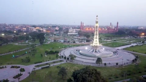 Arial shot of Minar e Pakistan at Lahore with city view (7) Stock Footage 199269472