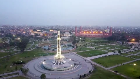 Arial shot of Minar e Pakistan at Lahore with city view (9) Stock Footage 199269497