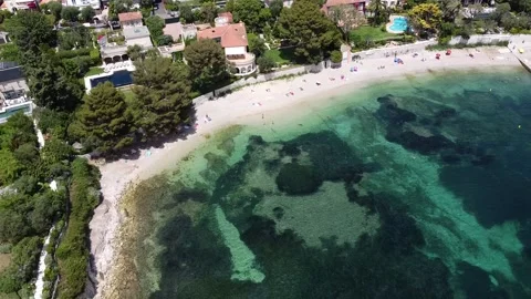 Arial shot ogf beautiful beach in Nice south of France  Stock Footage 202322047