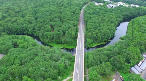 Arial Shot of river with bridge Stock Footage 51628281