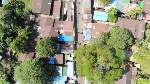 Arial shot of an urban township area in Yangon Myanmar Stock Footage