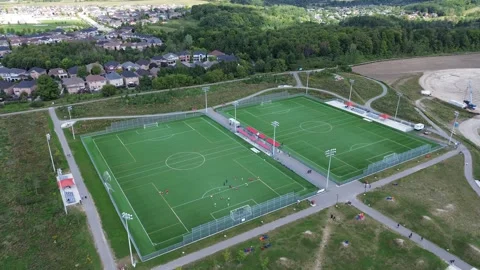 Arial soccer game Stock Footage 255146416