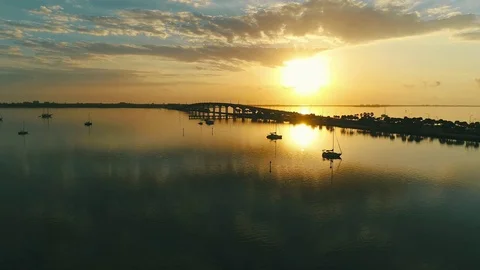 Arial sunrise South Fla Stock Footage 103814196