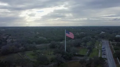 Arial View of  an American flag Stock Footage 148817839
