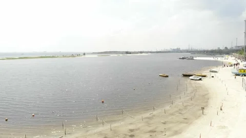 ARIAL VIEW OF ANCOL BEACH AT NEW NORMAL PHASE Stock Footage 154760879