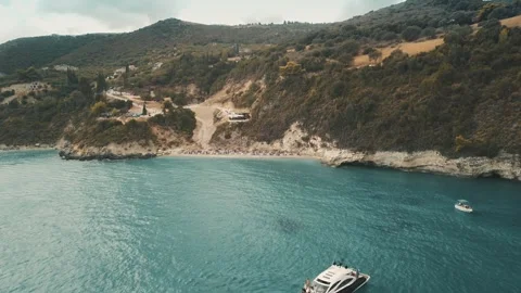 Arial view of the beautiful beach of Xigia in Zakynthos Stock Footage 291670685
