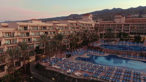 Arial View Big Hotel Complex With Pool Sunset Tenerife Spain Stock Footage 104398287
