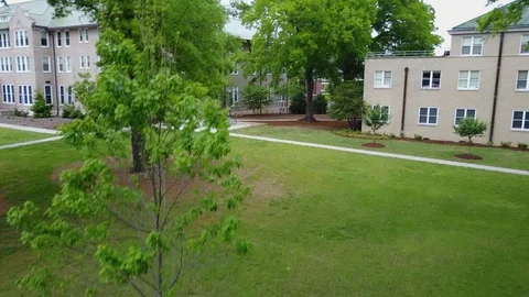 Arial View of Building Among Trees Stock Footage 99517070