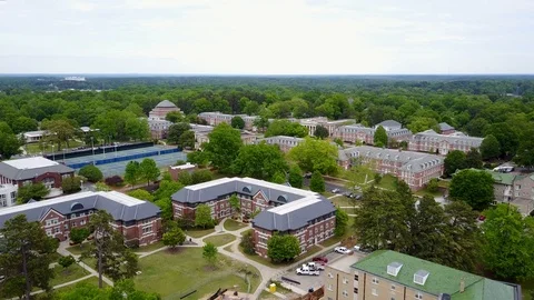 Arial View of Building Among Trees Stock Footage 99517428