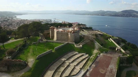 Arial view of Citadelle de St. Tropez, The Famous village of French riviera Stock Footage 61164411