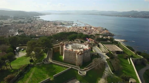 Arial view of Citadelle de St. Tropez, The Famous village of French riviera Video stock 61164688