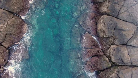 Arial View Of Cliffs And Atlantic Ocean Waves Tenerife Spain Stock Footage 104400661