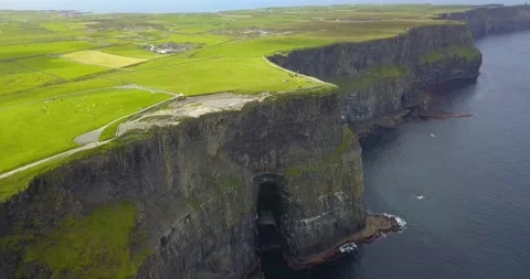 Arial View of Cliifs of Moher Stock Footage 139012843