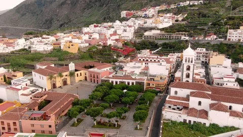 Arial View Coastline With Pools Garachico At Sunset Tenerife Spain Stock Footage 104403710