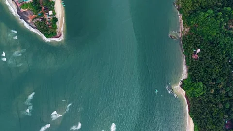 Arial view of Devbag beach near Malvan, Sindhudurga, Maharashtra, India Stock Footage 320553501