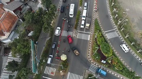 ARIAL VIEW OF GADOK INTERSECTION, BOGOR, INDONESIA Stock Footage 160185428