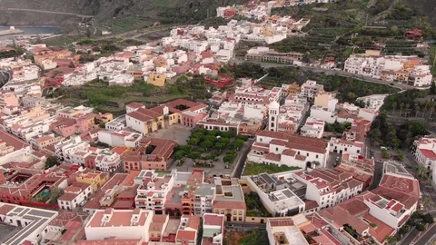 Arial View Garachico Small Town At Sunset Tenerife Spain Stock Footage 104404395