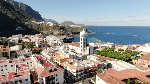 Arial View Garachico Small Town Tenerife Spain Stock Footage 104404729