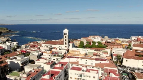 Arial View Garachico Small Town Tenerife Spain Stock Footage 104404748