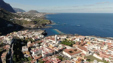 Arial View Garachico Small Town Coastline Tenerife Spain Stock Footage 104404940