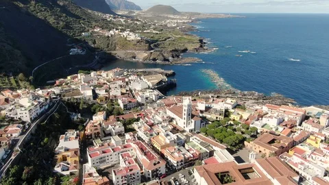 Arial View Garachico Small Town Coastline Tenerife Spain Stock-Footage 104404997