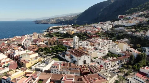 Arial View Garachico Small Town Sea View Tenerife Spain Stock Footage 104405108