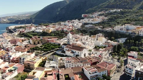 Arial View Garachico Small Town Sea View Tenerife Spain Stock Footage 104405214