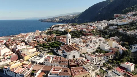 Arial View Garachico Small Town Sea View Tenerife Spain Stock Footage 104405326