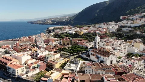 Arial View Garachico Small Town Sea View Tenerife Spain Stock Footage 104405385