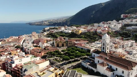 Arial View Garachico Small Town Sea View Tenerife Spain Stock Footage 104405546