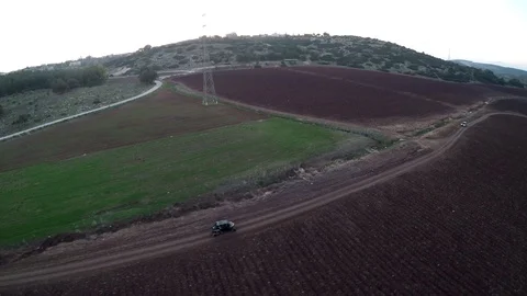 Arial View of the Golan heights in spring, Israel Stock Footage 116114752