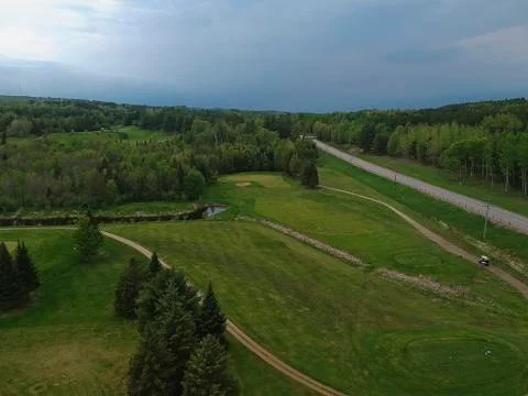 Arial view of a golf course Stock Photos