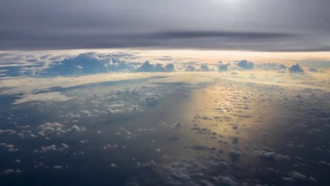 Arial View of Groups of Clouds Over the Ocean Stock-Footage 120553474
