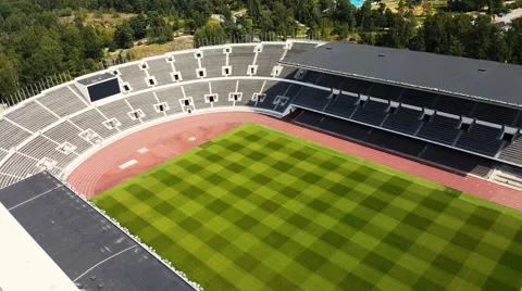 Arial view of the Helsinki historical stadium of 1952 summer Olympic games Stock Footage 53090629