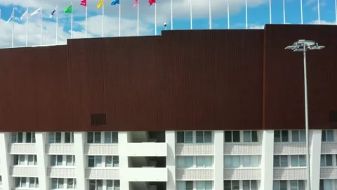 Arial view of the Helsinki Olympic Stadium after renovation. Видео 136904632