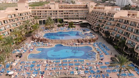 Arial View Hotel Complex With Pool Tenerife Spain Stock Footage 104402362