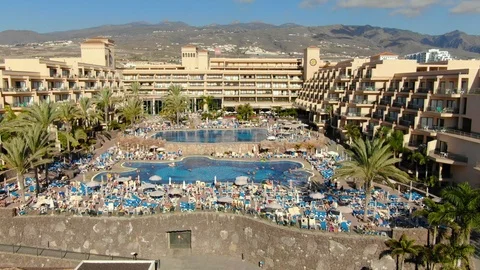 Arial View Hotel Complex With Pool Mount Teide Tenerife Spain Stock Footage 104406447