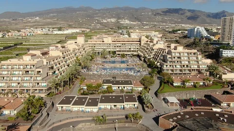 Arial View Hotel Complex With Pool Mount Teide Tenerife Spain Stock Footage 104406494