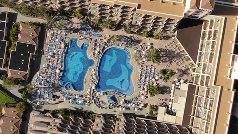 Arial View Hotel Complex With Pool Tenerife Spain Stock Footage 104407128